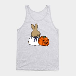 Cute Bunny Rabbit in Pumpkin Ghost Costume for Halloween Horror Tank Top